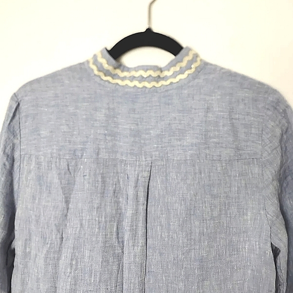 Chico's Woman's Embroidered Linen Tunic ¾ Sleeves Blue Embroidery Size 14 (2.5) - Picture 4 of 5